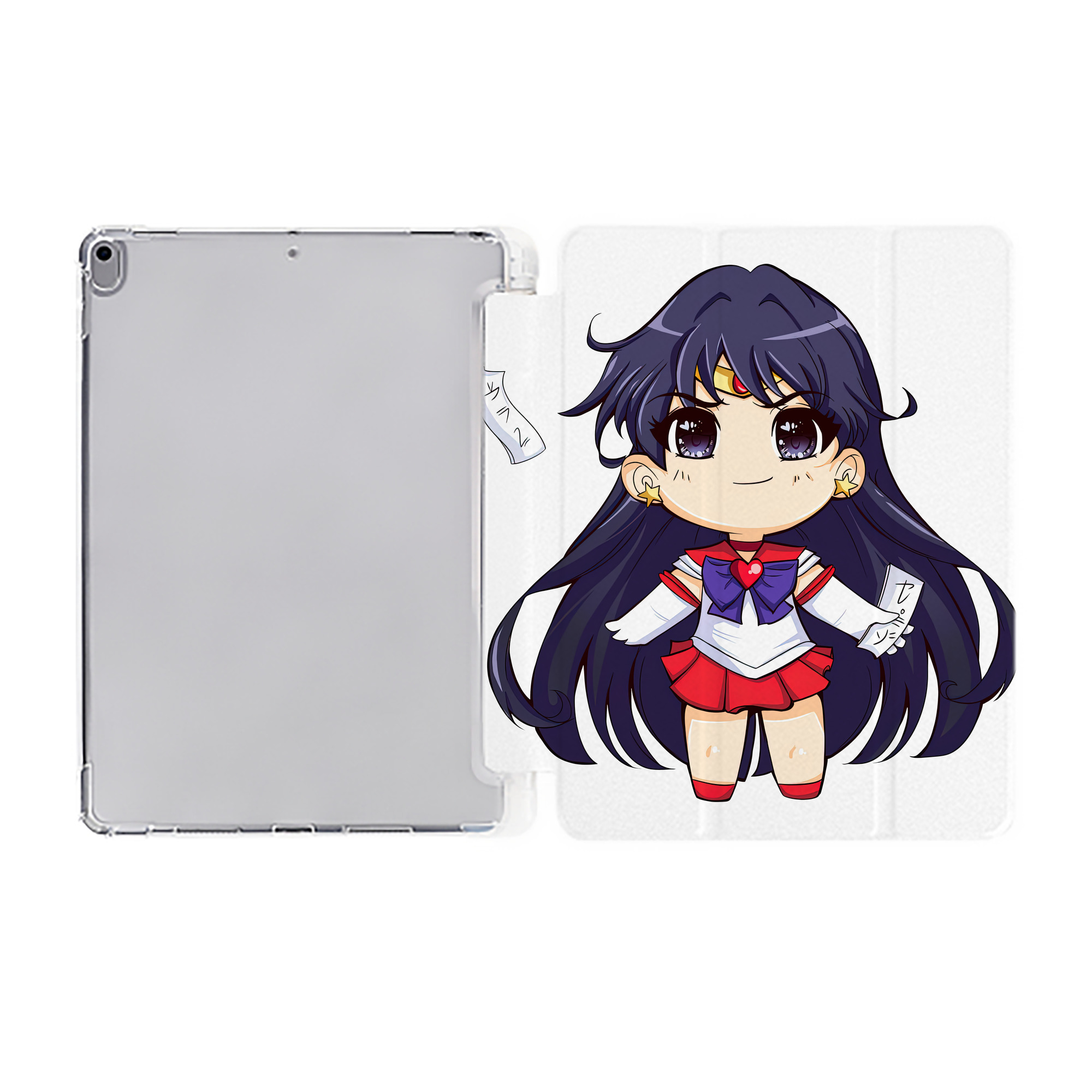 （画像用） 美少女戦士セーラームーン 火野レイ ひの レイ Sailor Moon Hino Rei （セーラーマーズ,Sailor Mars） IPad ケース ペン収納付き 三つ折りスタンド PUレザー×シリコン 対応機種9.5/10.5/10.9インチ